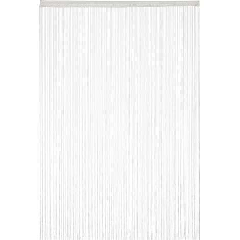 3 Cortinas de Hilos, Para cortar, Con Pasador, Para puertas y Ventanas, 145 x 245 cm, Blanco
