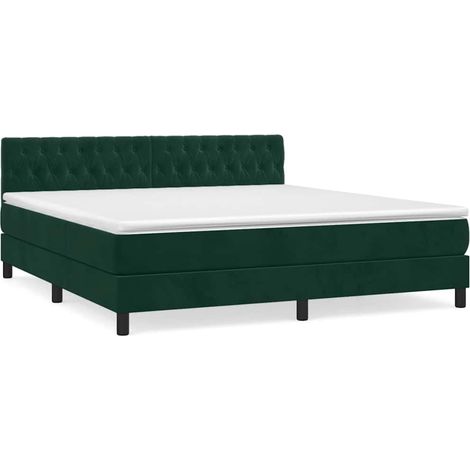 Maison Exclusive - Cama box spring con colchón terciopelo verde o