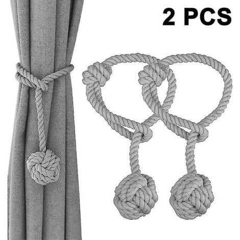 Sujetadores de cortinas (2 piezas), sujetadores de cortinas, soportes para cortinas de pared, soportes para cortinas, sujetadores de cordón para cortinas de exterior grises (1/5)