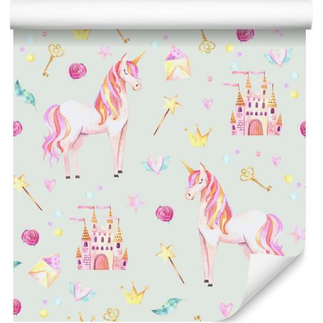 Papier peint licorne féerique pour salon et chambre 50x1000 cm (1/5)