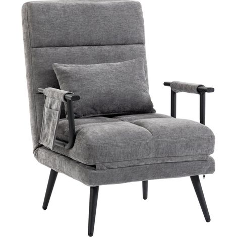 Sillón cama plegable 3 en 1 gris con respaldo regulable en 5 posiciones, 186 cm, MODENUIT (1/4)