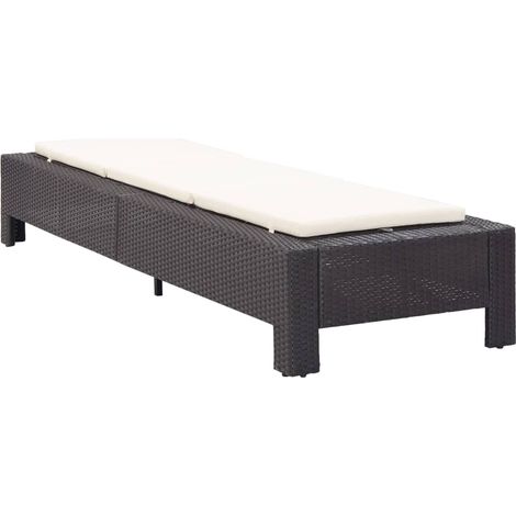 Chaise longue,Bain de soleil,Transat avec coussin Noir Résine tressée CFW49603