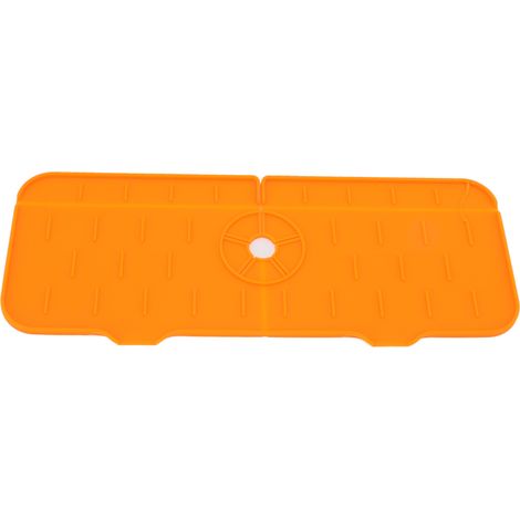 Tapis de Lavabo en Silicone Anti-éclaboussures Réutilisable pour Cuisine Salle de Bain Orange