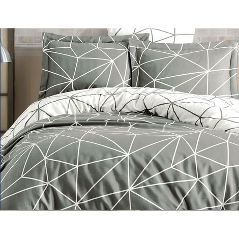 Funda nórdica, funda nórdica, ropa de cama Set Gris Blanco