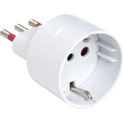 Adattatore da spina 10A a presa schuko 16A, bianco, serie Emilia Specialist - Rosi RS7700B
