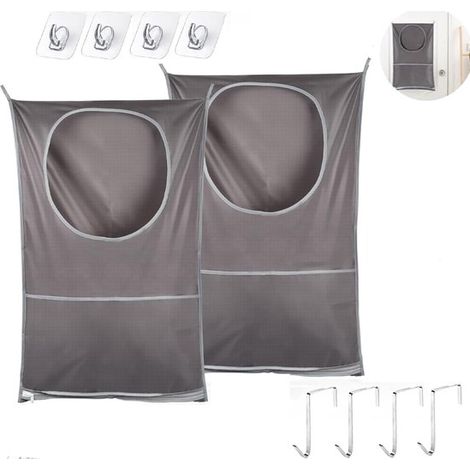 Cesta ropa colgante, 2 piezas, reutilizables, ropa plegable colgante, ganchos autoadhesivos ganchos puerta, Fabricada tela Oxford, 77x50 cm (1/5)