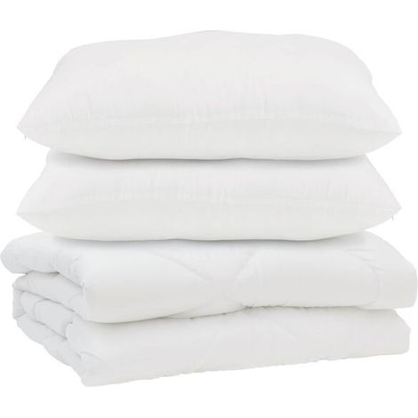 Ensemble couette et oreiller en duvet, ensemble 3 pièces, microfibre blanche. (1/5)