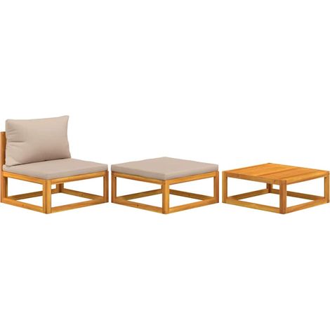 Maison Exclusive - 3-tlg. Garten-Lounge-Set mit Kissen Massivholz