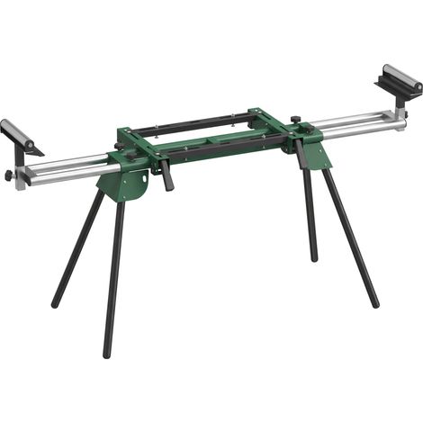 HOMCOM soporte de sierra ingletadora plegable, universal con 2 rodillos apoyo, altura y ancho ajustable, estructura metálica reforzada, carga 200 kg (1/5)