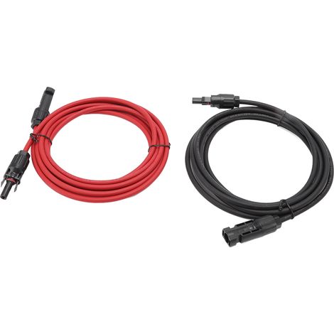 Câble d'extension pour panneau solaire photovoltaïque noir et rouge avec connecteurs mâle et femelle, 3 m (1/5)