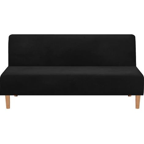 Sofabezüge, Bezug für wandelbare Sofas ohne Armlehnen, aus dickem, weichem, komfortablem Stretch-Samt, für Schlafsofas, Klappsofas (dicker schwarzer Samt) (1/5)