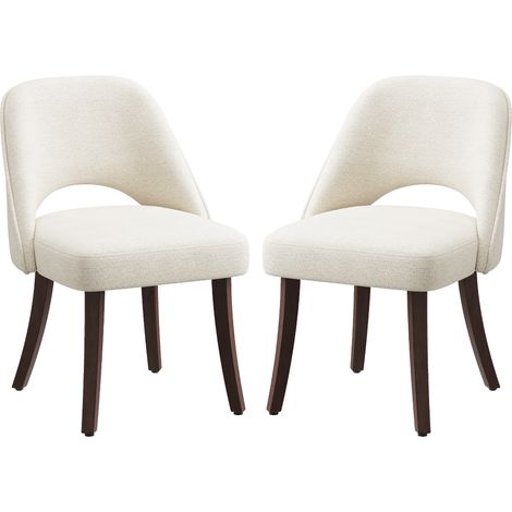 COLAMY Lot de 2 Chaises de Salle à Manger Modernes Style Mid-Century avec Pieds en Bois Massif, Assise Rembourrée et Dossier Ergonomique Courbé,Beige (1/5)