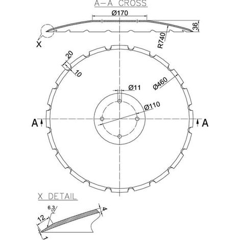 Disco dentado 460x4,0mm UNIVERSAL XL035N