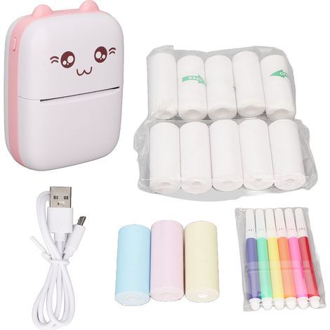 Imprimante thermique portable sans fil autocollante pour photos, étiquettes et reçus de bureau - Rose (1/5)