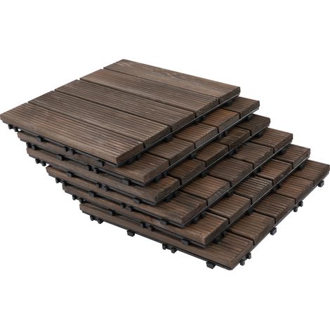 Lot de 27 dalles de terrasse SOFIA en sapin noir emboîtables (1/5)