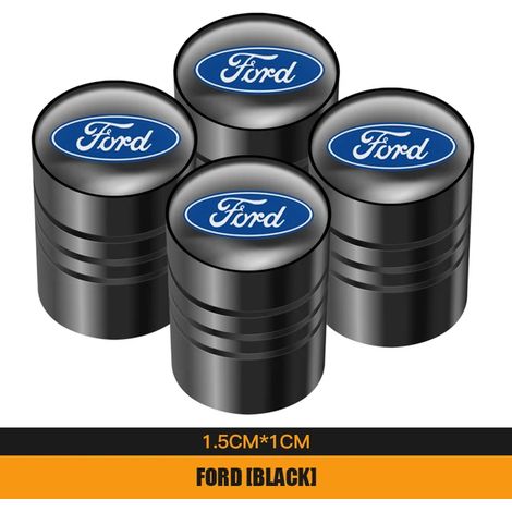 (Noir) 4 bouchons de valve de pneu en aluminium pour voiture, compatibles avec Fiesta, Focus, Fusion, Ranger, Explorer, Escape, Kuga, Mondeo et Ecosport (1/5)