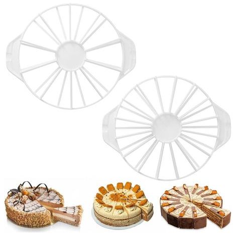 Coupe-gâteau double face blanc - Outil de découpe pour gâteaux, pains et tartes - Marqueur de parts rondes (1/5)