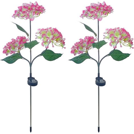 Lot de 2 Lampes solaires Hortensias LED Étanches ABS Alliage aluminium Décoration jardin allées (1/5)