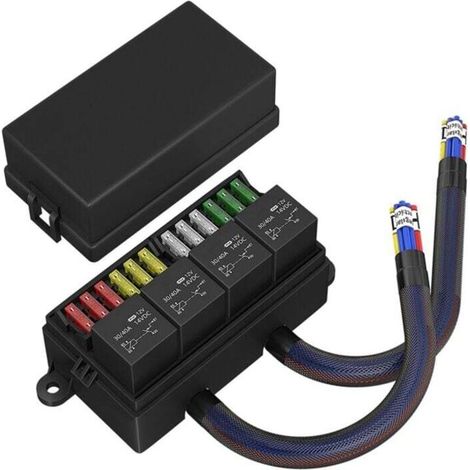 Scatola portafusibili e relè precablata da 12 V con 4 ATC/ATO sigillati per auto -Crezuo