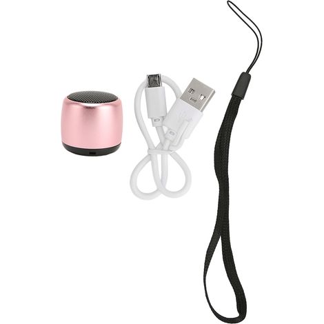 Haut-parleur Bluetooth Mini avec Subwoofer Puissant, Rechargeable USB, Portable Métallique pour Téléphone, Tablette et PC - Rose (1/5)