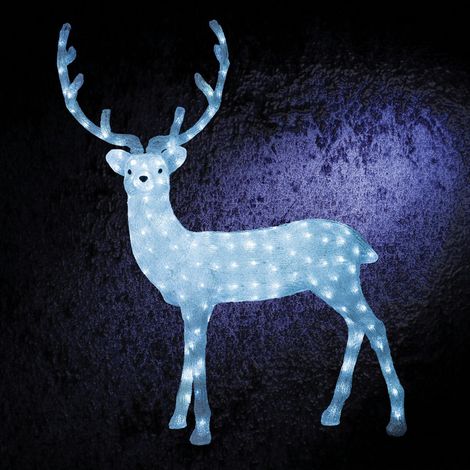 Ac-Deco – Déco lumineuse renne 200 LED blanc froid H 116,5 cm – Acrylique – Utilisation intérieure et extérieure – Câble d'alimentation 5 mètres (1/3)