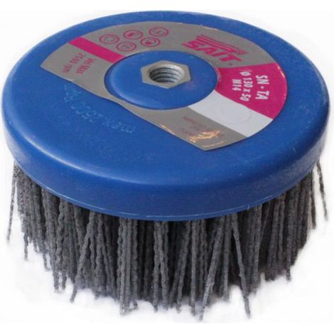 SAIT Spazzola a tazza in nylon gr120 abrasiva rusticante SN-TA 130x50 M14 per pulizia e sverniciatura