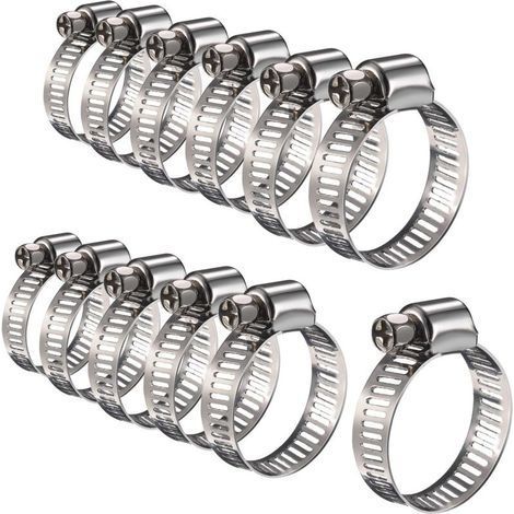 12 fascette stringitubo regolabili in acciaio inox, fermagli per tubi, elementi di fissaggio (16-25 mm) (1/5)