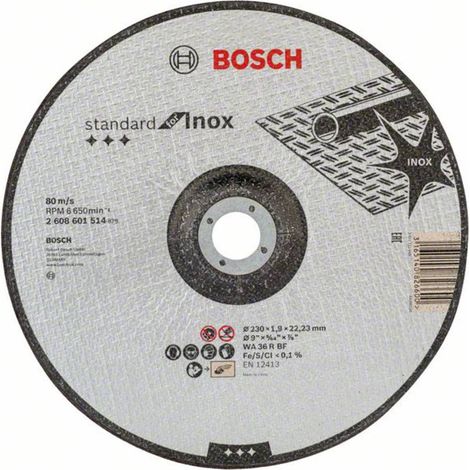 Bosch Disco da Taglio Standard Inox 230 mm per Acciaio Inossidabile Nero (1/2)