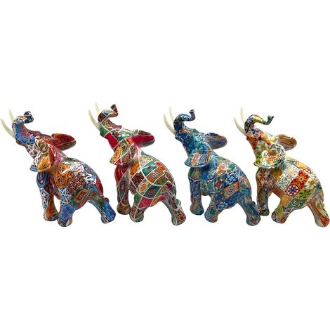 Statuetta di elefante in resina colorata - Stile decorativo e bohémien