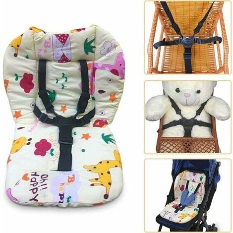 -Coussin de chaise haute pour bébé avec bretelles matelassées et harnais 5 points. Offre confort et sécurité pour les chaises hautes.- (1/4)