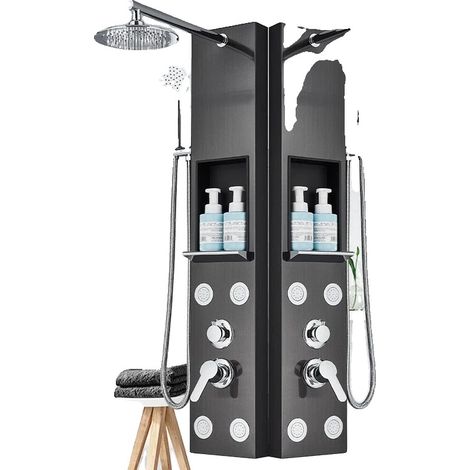 Duschsäule, Regendusche, Spa-Massagedüse, Schwarz (1/2)