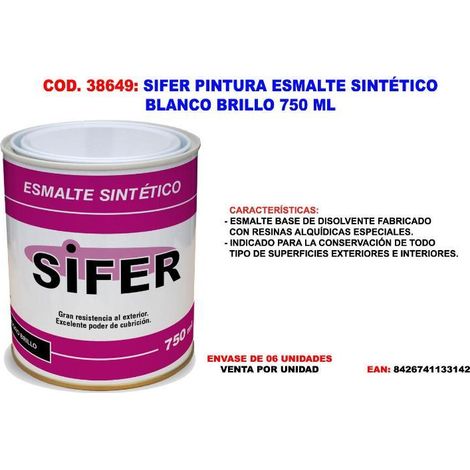 SIFER PINTURA ESMALTE SINTETICO BLANCO BRILLO 750 ML