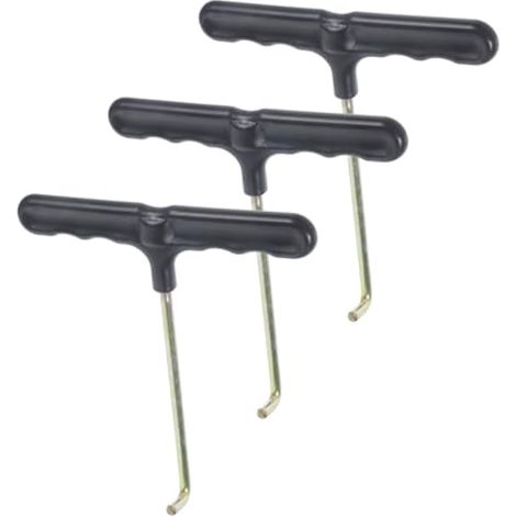 Lot de 3 crochets à ressort pour trampoline avec poignée ergonomique, outil portable en acier inoxydable pour l'installation et l'affûtage des patins. (1/5)