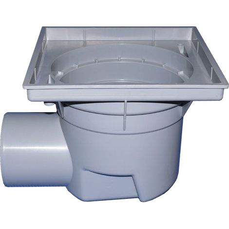 Siphon horizontal 'Perfekt' DN110, support de grille en plastique 244x244mm, corps seul