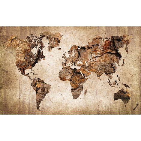 Affiche carte du monde en bois 60x40cm – Impression sur papier d’art mat 225g – Décoration murale moderne – 100% made in France – Hxadeco
