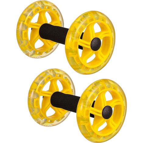 Roue abdominale double roue jaune poignées antidérapantes, compacte perte poids/endurance (1/5)