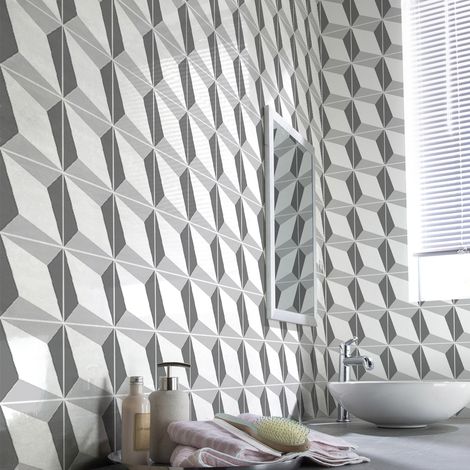 Sticker Mural Carrelage adhésif Cuisine Salle de Bain - 60 STICKERS CARREAUX DE CIMENT GÉOMETRIQUES DESIGN - 60stickers20x20cm (1/5)