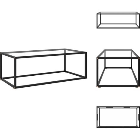 Couchtisch Schwarz mit Hartglas 100x50x35 cm - Couchtisch - Wohnzimmertisch - Esszimmertisch - Sideboard - Schwarz (1/5)