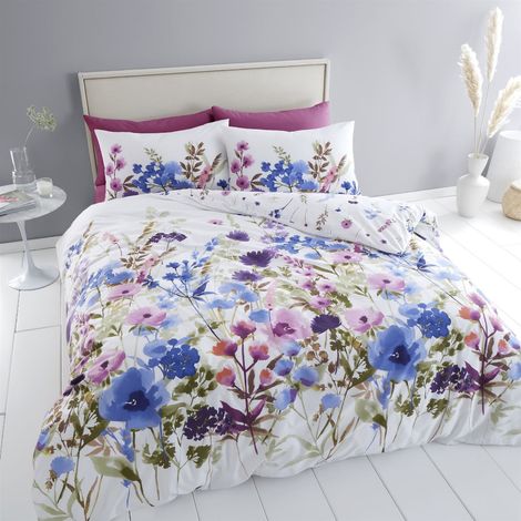 Catherine Lansfield Countryside Floral White Duvet Cover Set King Bedding Set
