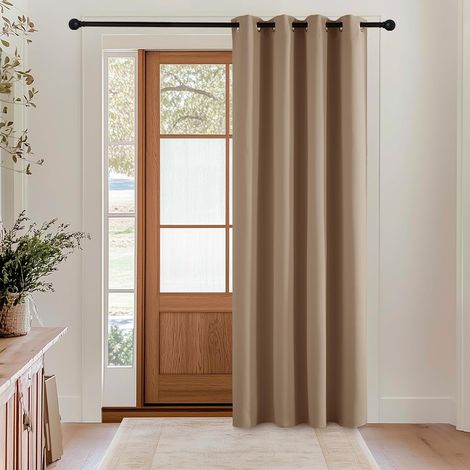 Rideau Occultant Thermique Anti Chaleur Intérieur à Œillets Moka L140xH230cm, 1 Panneau, Rideaux Isolants Opaque, Anti Froid et Chaud, Anti UV, pour Porte Fenêtre Chambre Adulte Enfant (1/5)