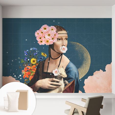 Fototapete - Tapete Vliestapete mit Kleber - Wandtapete Moderne Wandbild Schlafzimmer Wohnzimmer Blumige Eleganz 152x104 cm (1/5)