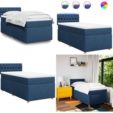 Boxspringbett mit Matratze Blau 90x190 cm Stoff - Boxspringbett - Doppelbett - Bettenrahmen - Schlafsystem - Liegekomfort - Home & Living (1/5)