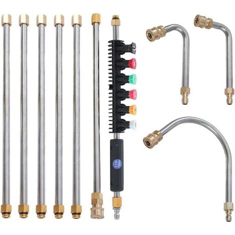 Pistolet pulvérisateur de nettoyage de toiture 10 pièces, raccord rapide 1/4", kit de nettoyage de gouttières (1/4)