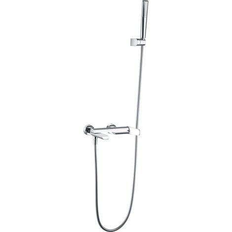 IMEX grifería cromada en latón y zama con tubo metálico 180 cm soporte ABS y cartucho cerámico 35 mm para banera y ducha Dinamarca Imex-BDR031-4