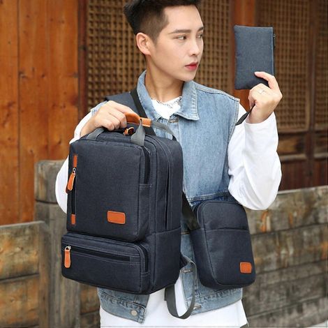 Laptop-Rucksack-Set für Damen und Herren, 3-teilig, mit Schultertasche und kleinem Fach für Reisen