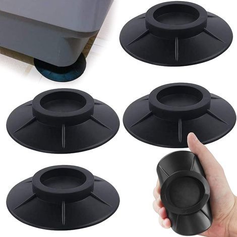 Coussinets de Machine à Laver, 4Pcs Coussinets pour Pieds de Machine à Laver Tapis Anti-Vibration Coussinets Amortisseurs Anti-Vibration en Caoutchouc Tapis Anti-Vibration pour Sèche-Linge Noir (1/5)