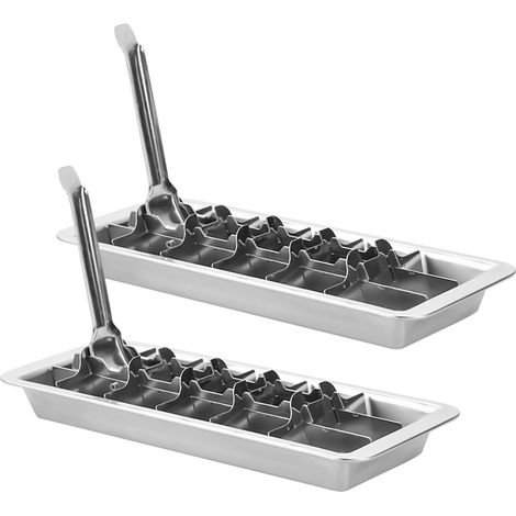 Confezione da 2 vaschette per cubetti di ghiaccio in acciaio inossidabile resistente  Argento
