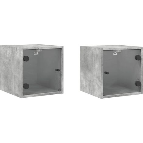 Maison Exclusive - Nachttische mit Glastüren 2 Stk. Betongrau 35x