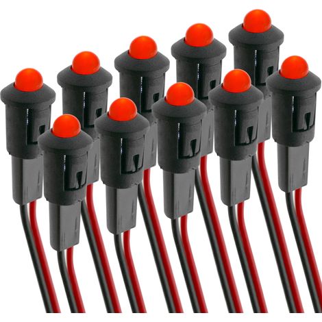 BeMatik - Lampe voyant LED 8mm 12VDC Pilote de couleur rouge 10-pack (1/4)