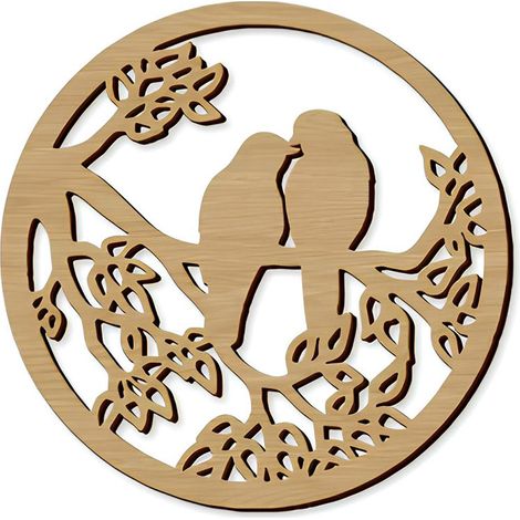 Décoration murale oiseaux sur branche en bois 40 cm (1/3)